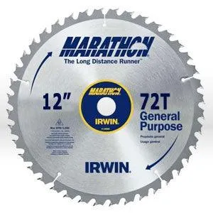 14082 Irwin Marathon Circular Saw Blade,12",Teeth/72T,Trim and Finish,1"