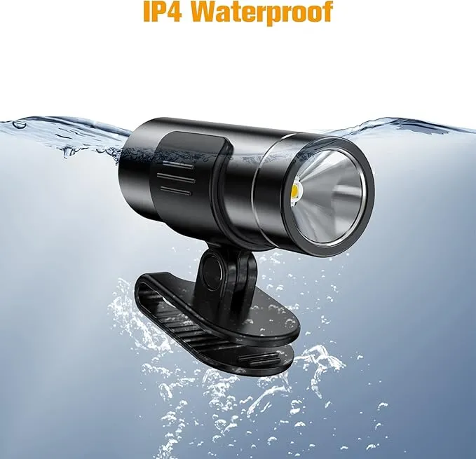 2 Packs Waterproof Clip on Flashlight,Super Bright LED Rechargeable Night Running Lights,Suitable for Use with Headlights for Camping,Maintenance,Night Fishing,Jogging and Dog Walking