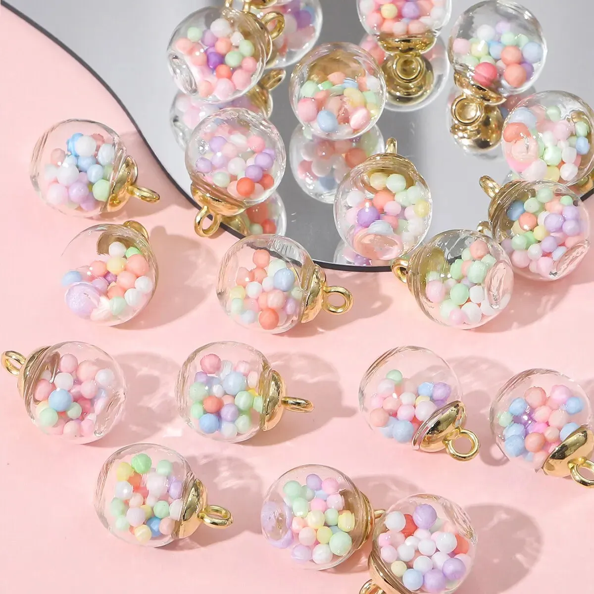 20pcs Colorful Sequins Star Sequins Round Ball Glass Ball Pendant DIY Handmade Ear Studs Earrings
