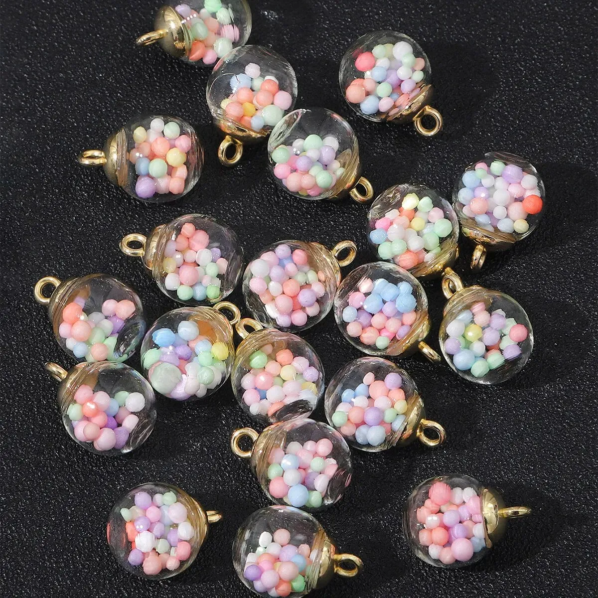 20pcs Colorful Sequins Star Sequins Round Ball Glass Ball Pendant DIY Handmade Ear Studs Earrings