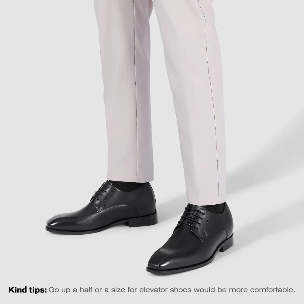 7 CM/2.76 Inches CMR CHAMARIPA Black Calfskin Derby Shoes
