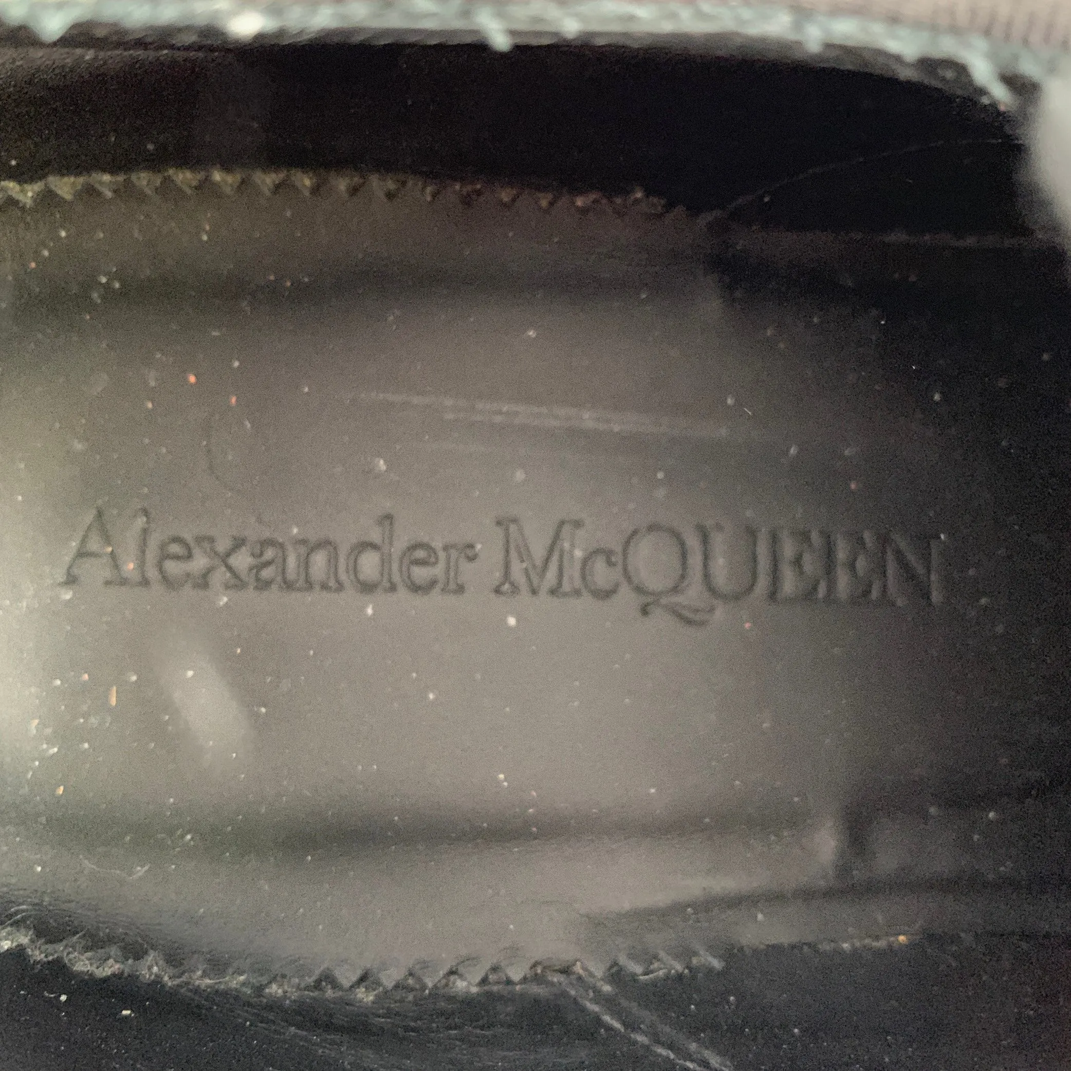 ALEXANDER MCQUEEN Size 10 Black Patent Leather Silver Studded Lace-Up Shoes