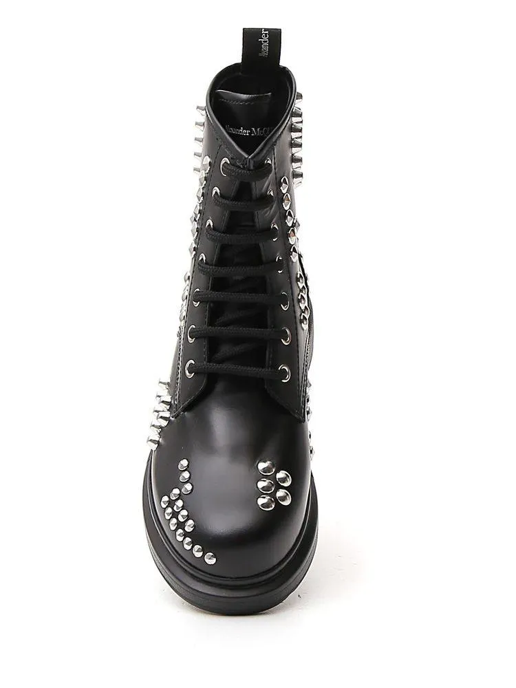 Alexander McQueen Studded Lace Up Boots