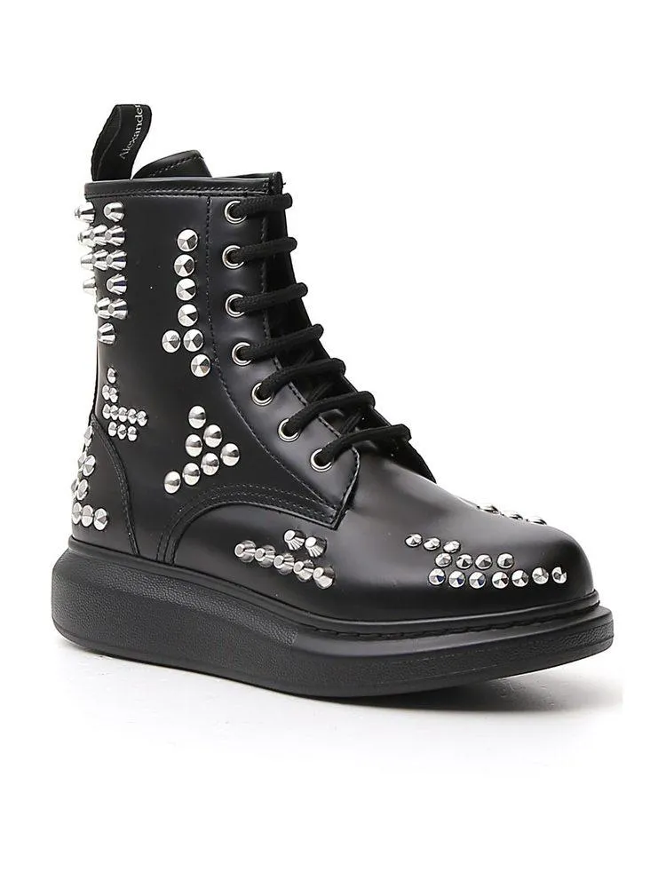 Alexander McQueen Studded Lace Up Boots