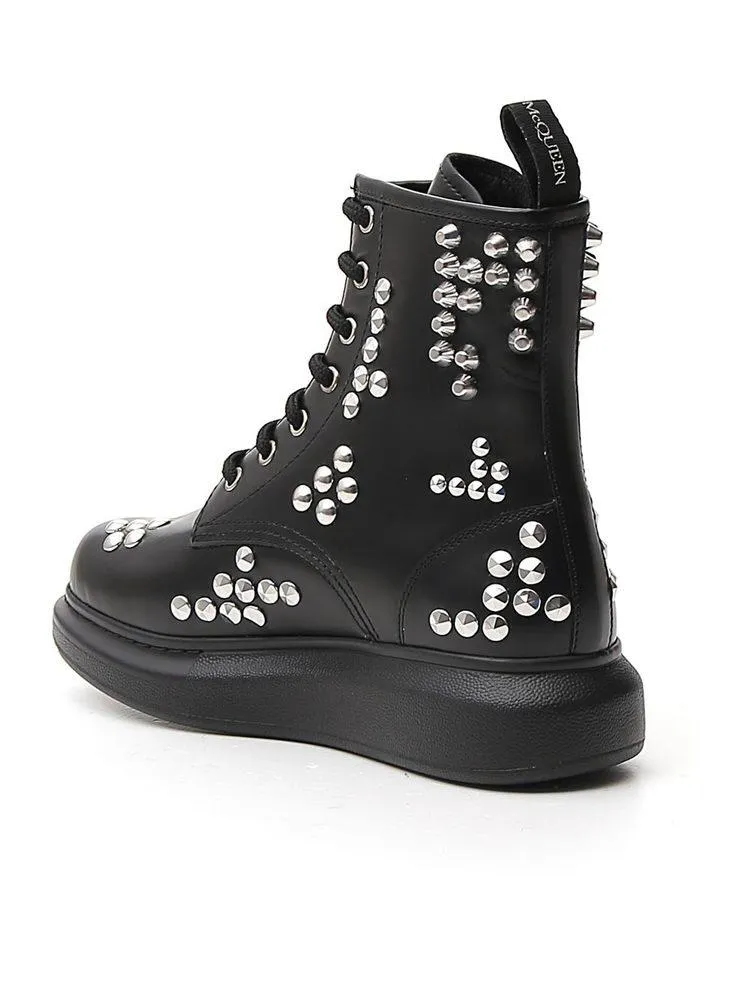 Alexander McQueen Studded Lace Up Boots