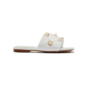 ANNAE Studded Leather Flat Slippers Slides