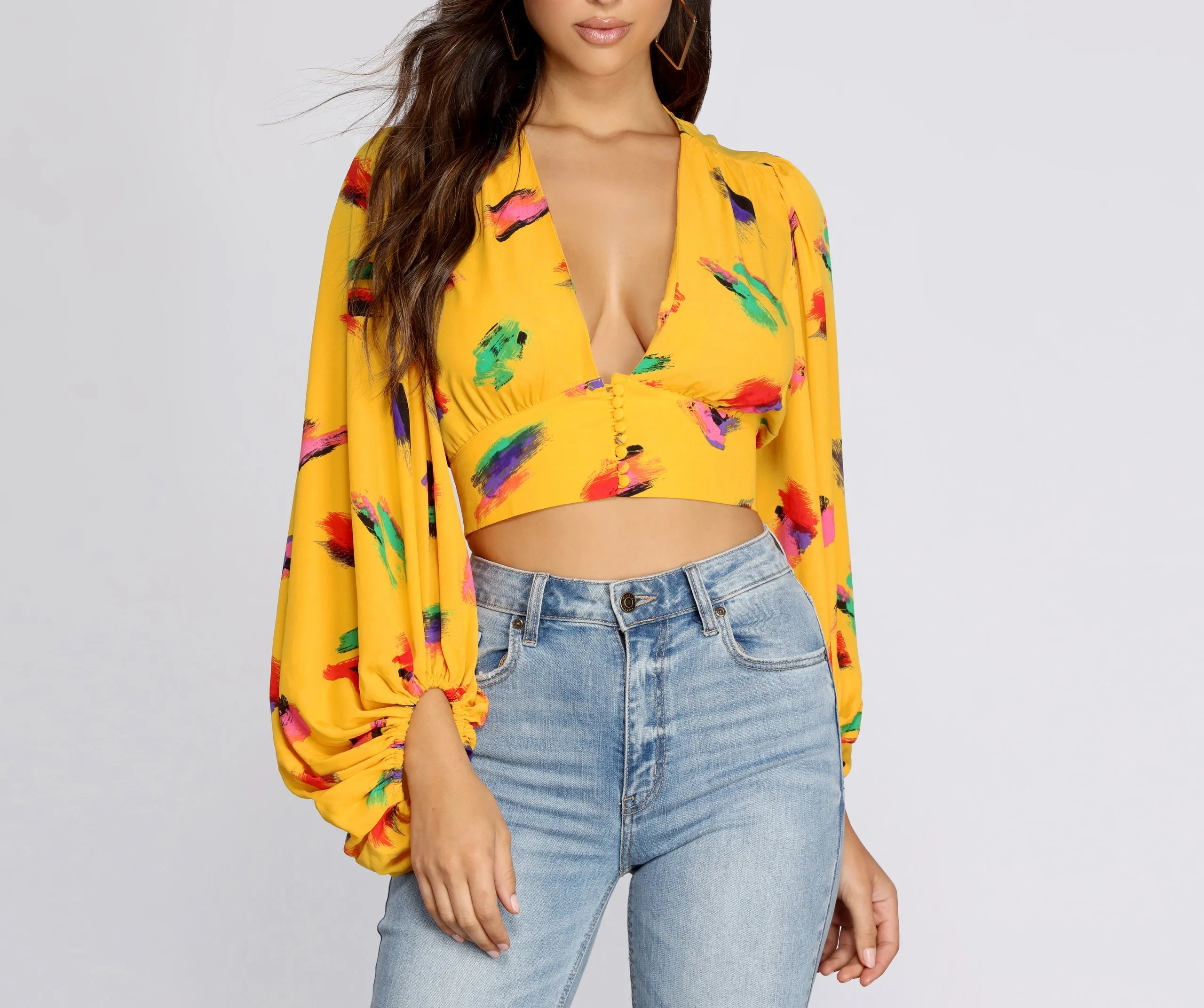 Artsy Girl Balloon Sleeve Blouse