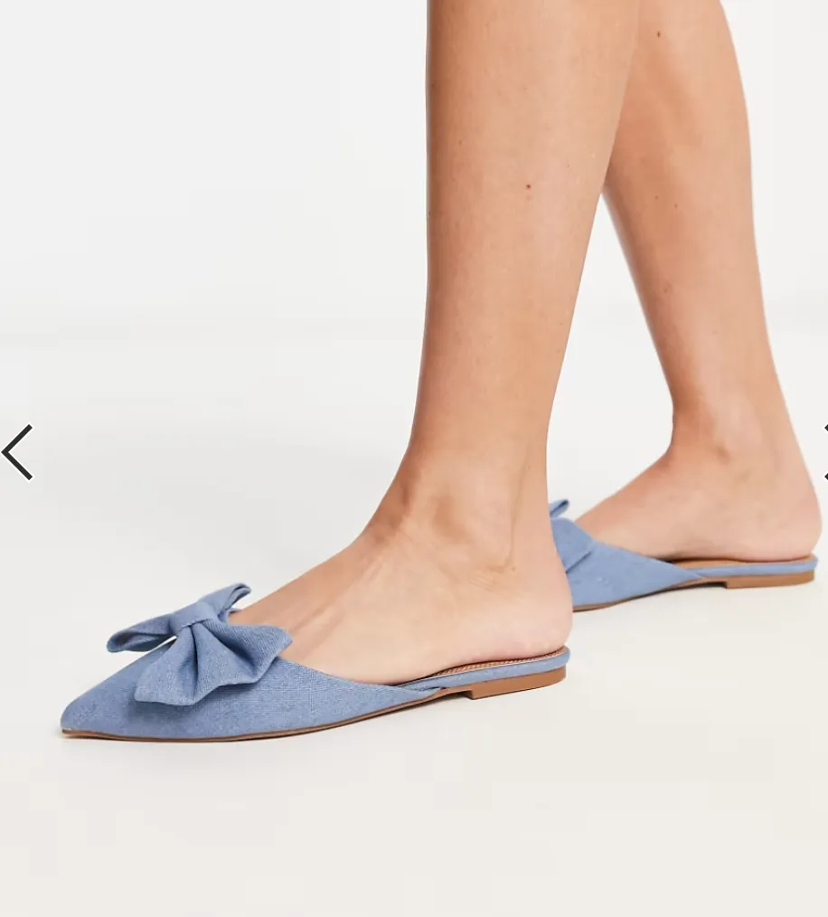 ASOS DEINM BOW MULE IN BLUE