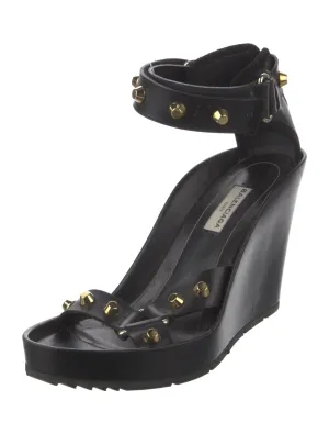 BALENCIAGA ARENA STUD LEATHER WEDGE SANDAS