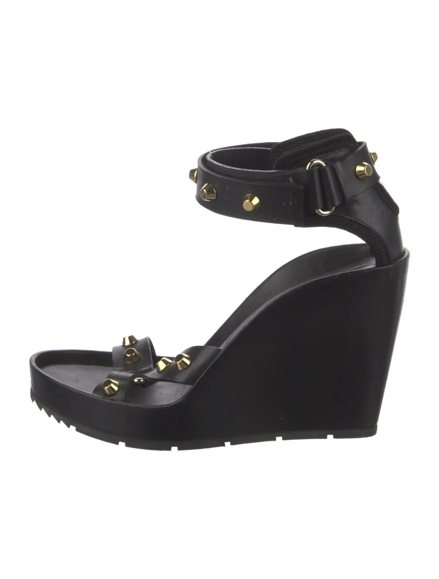 BALENCIAGA ARENA STUD LEATHER WEDGE SANDAS