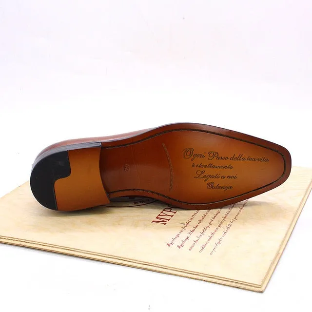 Blue Handmade Lace Up Wingtip Oxford Shoes