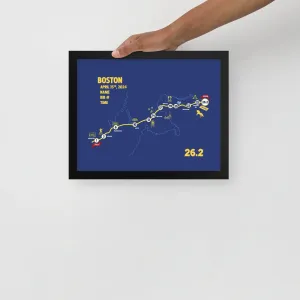 BOSTON MAP PRINT - PERSONALIZED MARATHON MAP WITH YEAR, FINISHER TIME, BIB NUMBER - MARATHON MAP