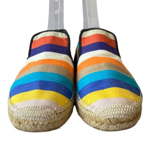 CELINE Phoebe Philo Multicolor Striped Canvas Espadrille Flats, Size 40