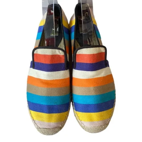 CELINE Phoebe Philo Multicolor Striped Canvas Espadrille Flats, Size 40