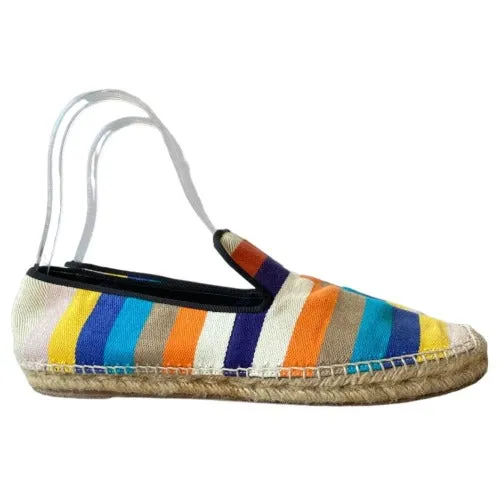 CELINE Phoebe Philo Multicolor Striped Canvas Espadrille Flats, Size 40