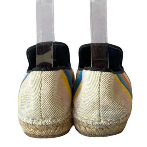CELINE Phoebe Philo Multicolor Striped Canvas Espadrille Flats, Size 40