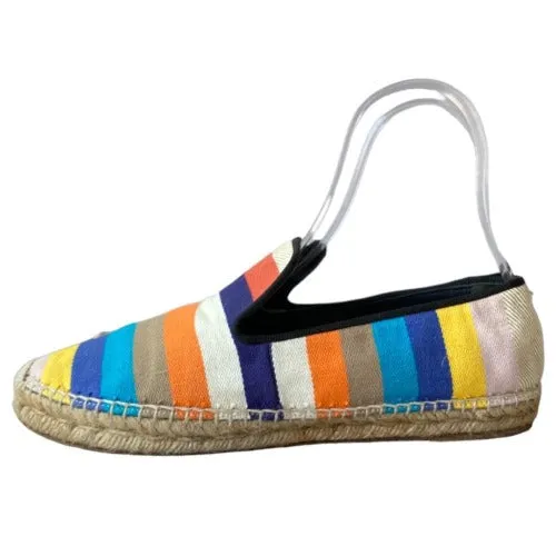 CELINE Phoebe Philo Multicolor Striped Canvas Espadrille Flats, Size 40