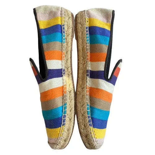 CELINE Phoebe Philo Multicolor Striped Canvas Espadrille Flats, Size 40