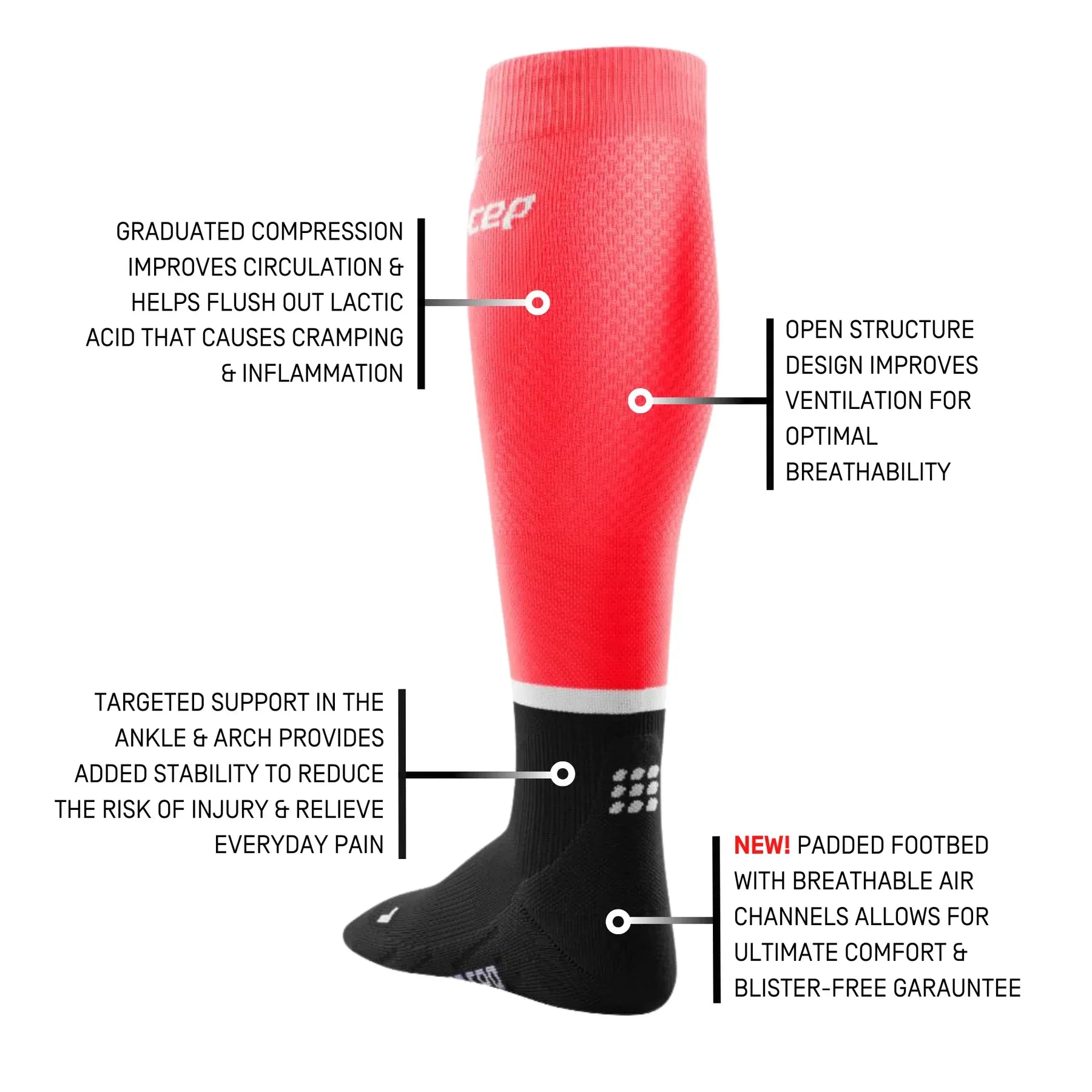 CEP | The Run Compression Tall Socks 4.0 | Women's | Pink/Black
