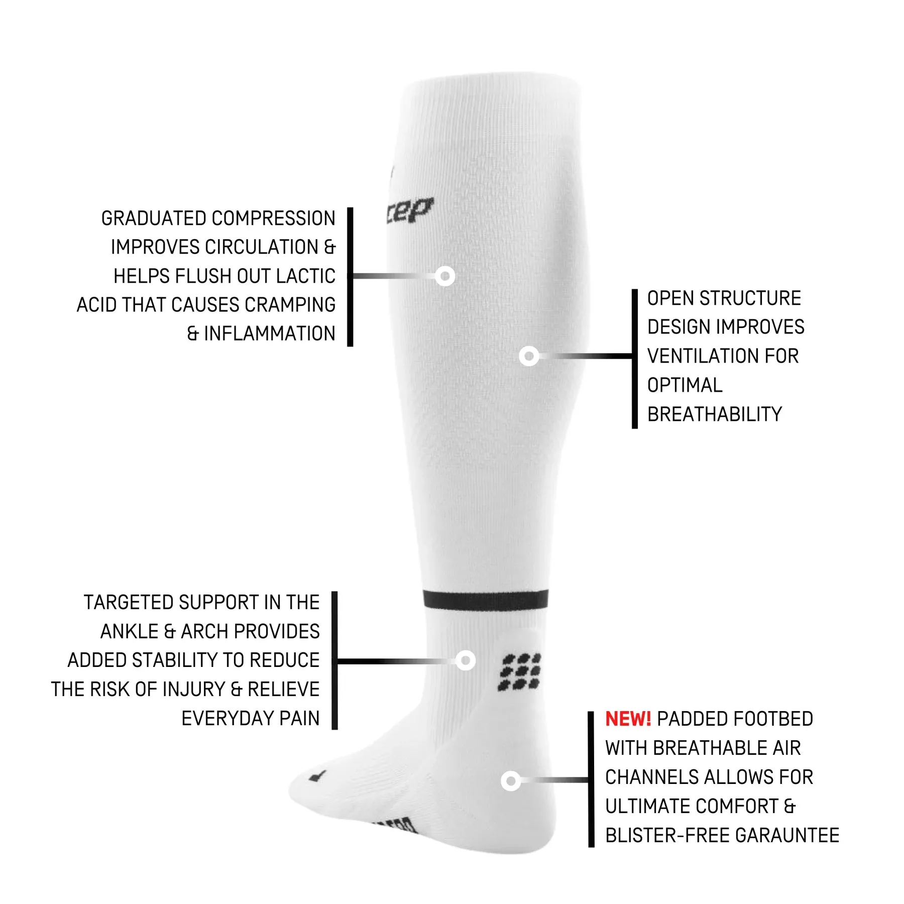 CEP | The Run Compression Tall Socks 4.0 | Women's | White