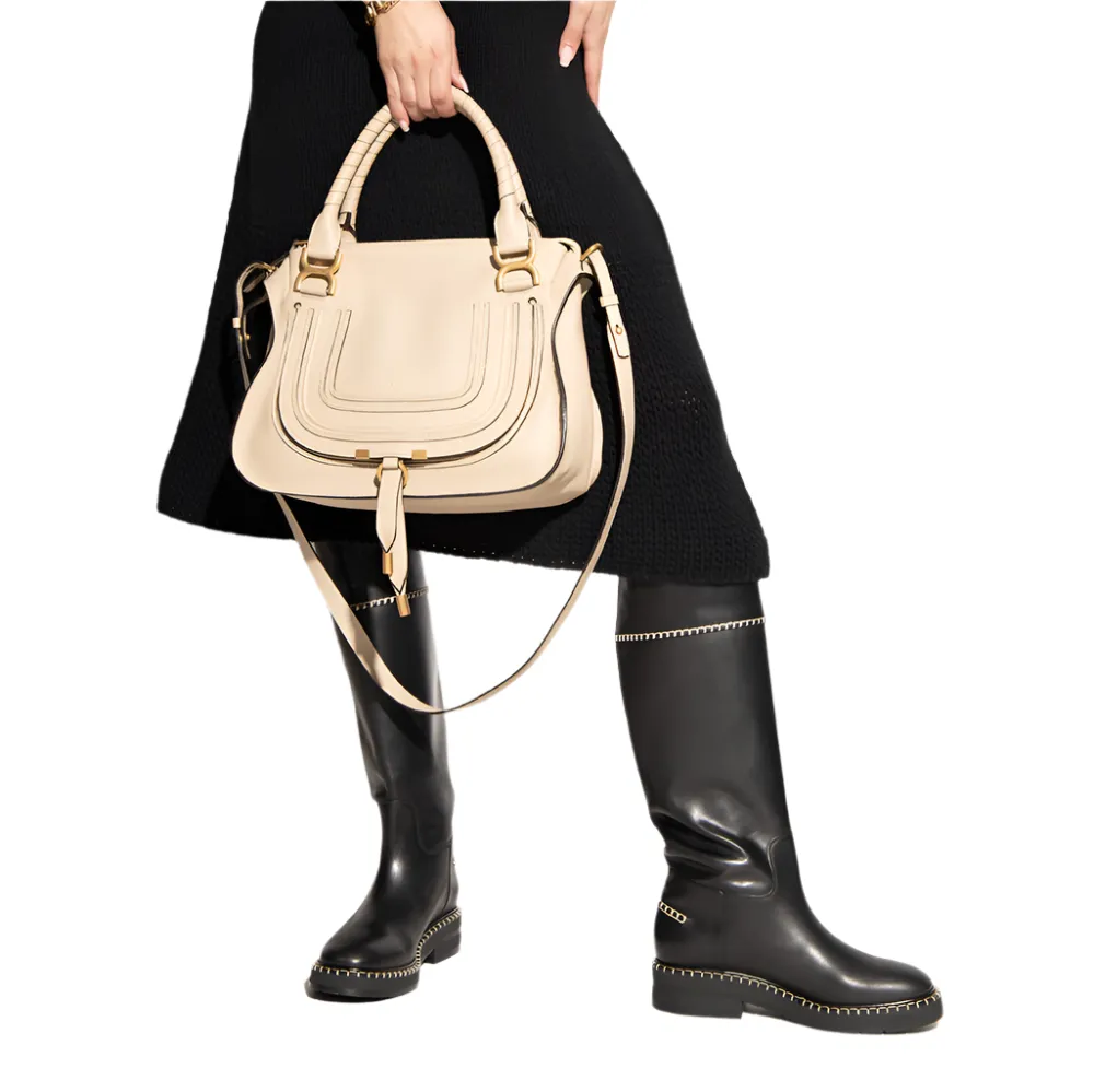 Chloé New Noua Women's Studded Riding Boots Shoes In Black