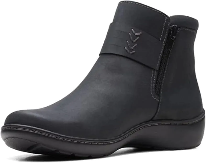 CLARKS - Cora Rae Faux Leather Laceless Ankle Boots
