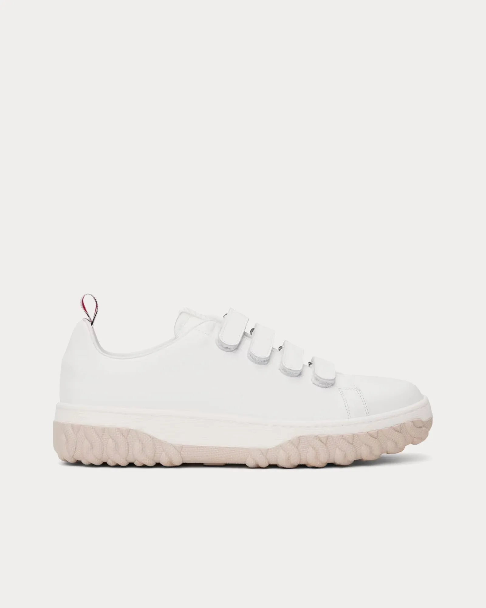 Court 4-Bar Velcro Vitello Calf White Low Top Sneakers