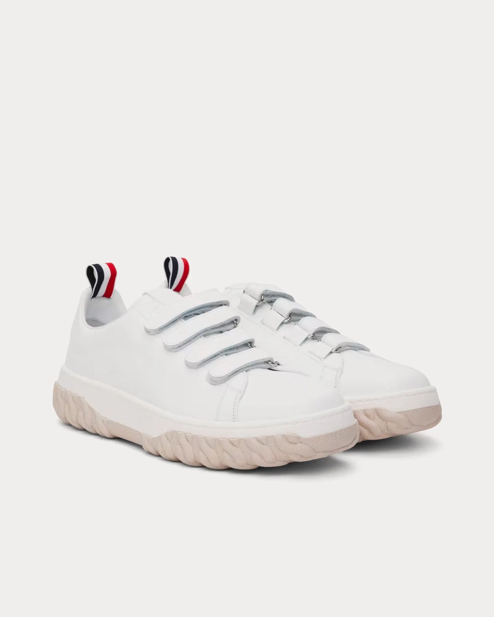 Court 4-Bar Velcro Vitello Calf White Low Top Sneakers