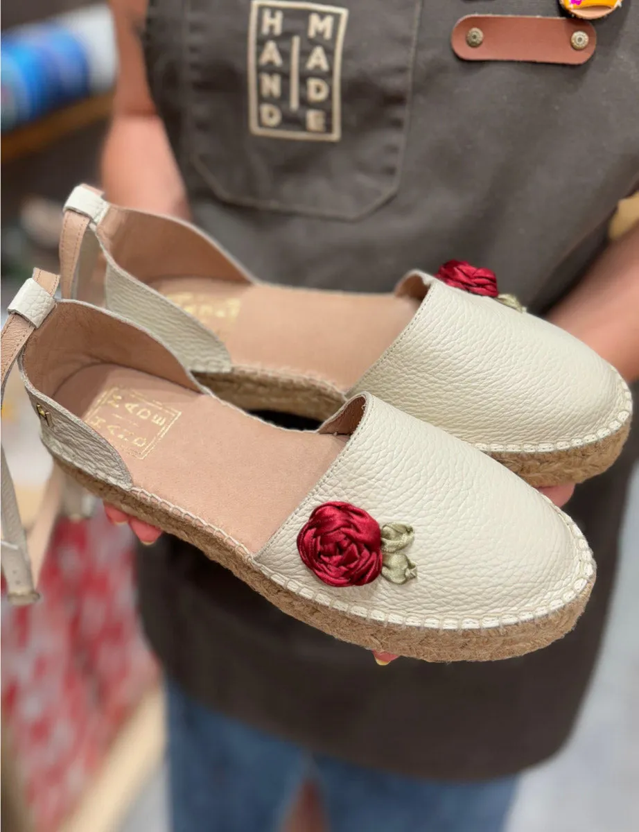 Custom-made Espadrilles Leather Malta con Rosas