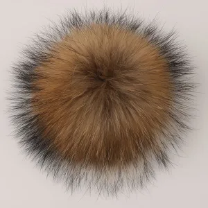 DANKEYISI Real Fur Pompoms 13-14cm DIY Sliver Fox Raccoon Fur Pom Poms Balls Natural Fur Pompon for Hats Bags Shoes Accessories