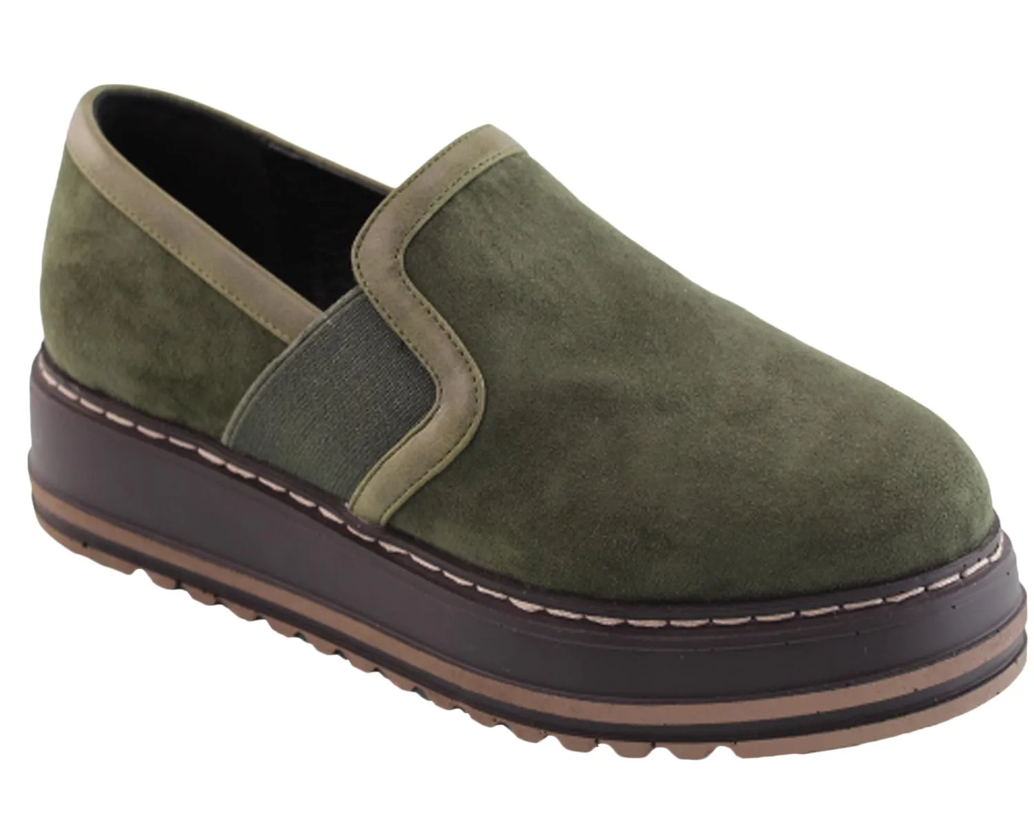 DBDK Women's Slip On Stretch Platform Creeper Loafer