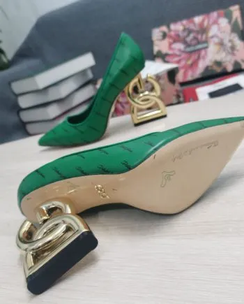 DolGa Patent Pumps With 3.5 Heel Green For Women DG Shoes