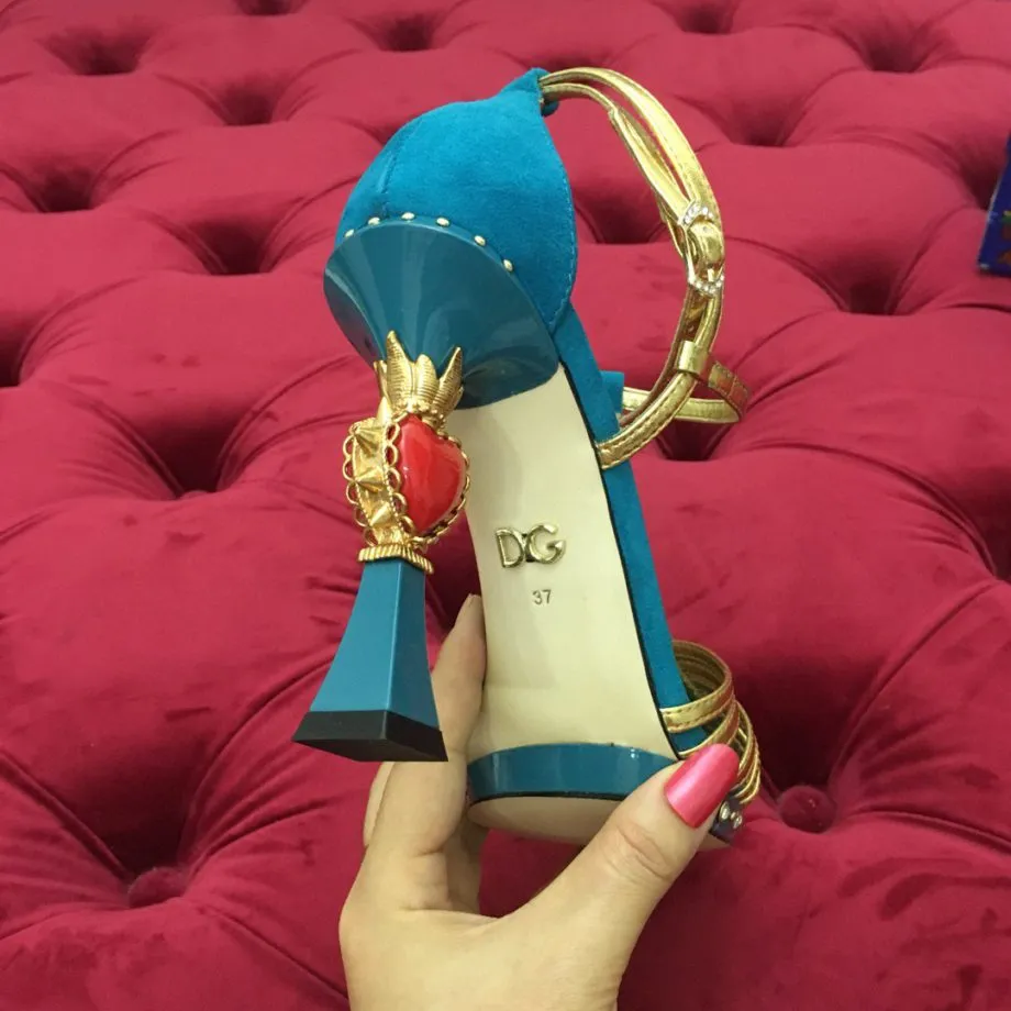 DolGa Pumps Gold/Blue For Women DG Shoes