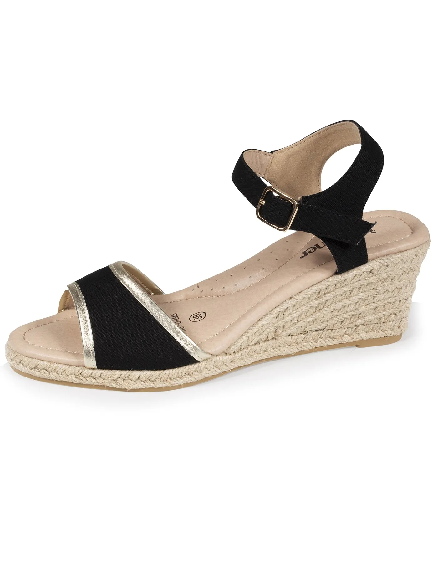 Espadrilles Femme détail doré talon corde