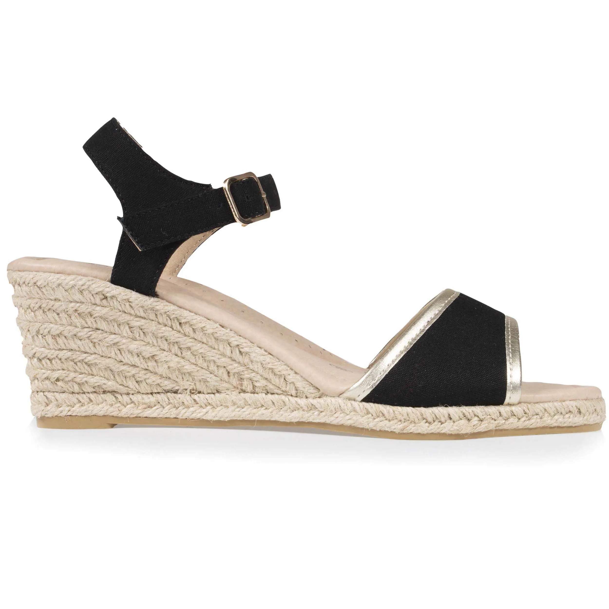Espadrilles Femme détail doré talon corde