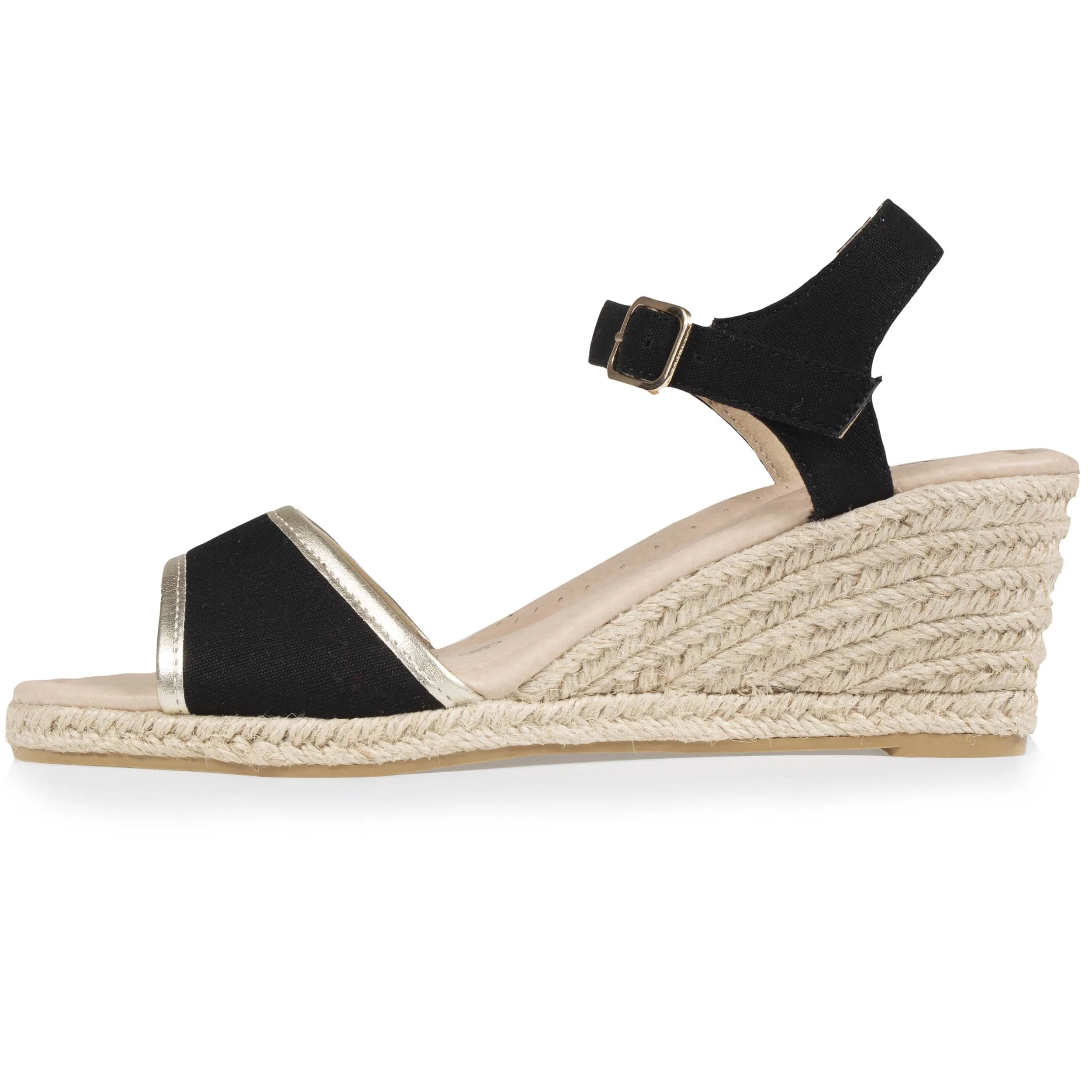 Espadrilles Femme détail doré talon corde