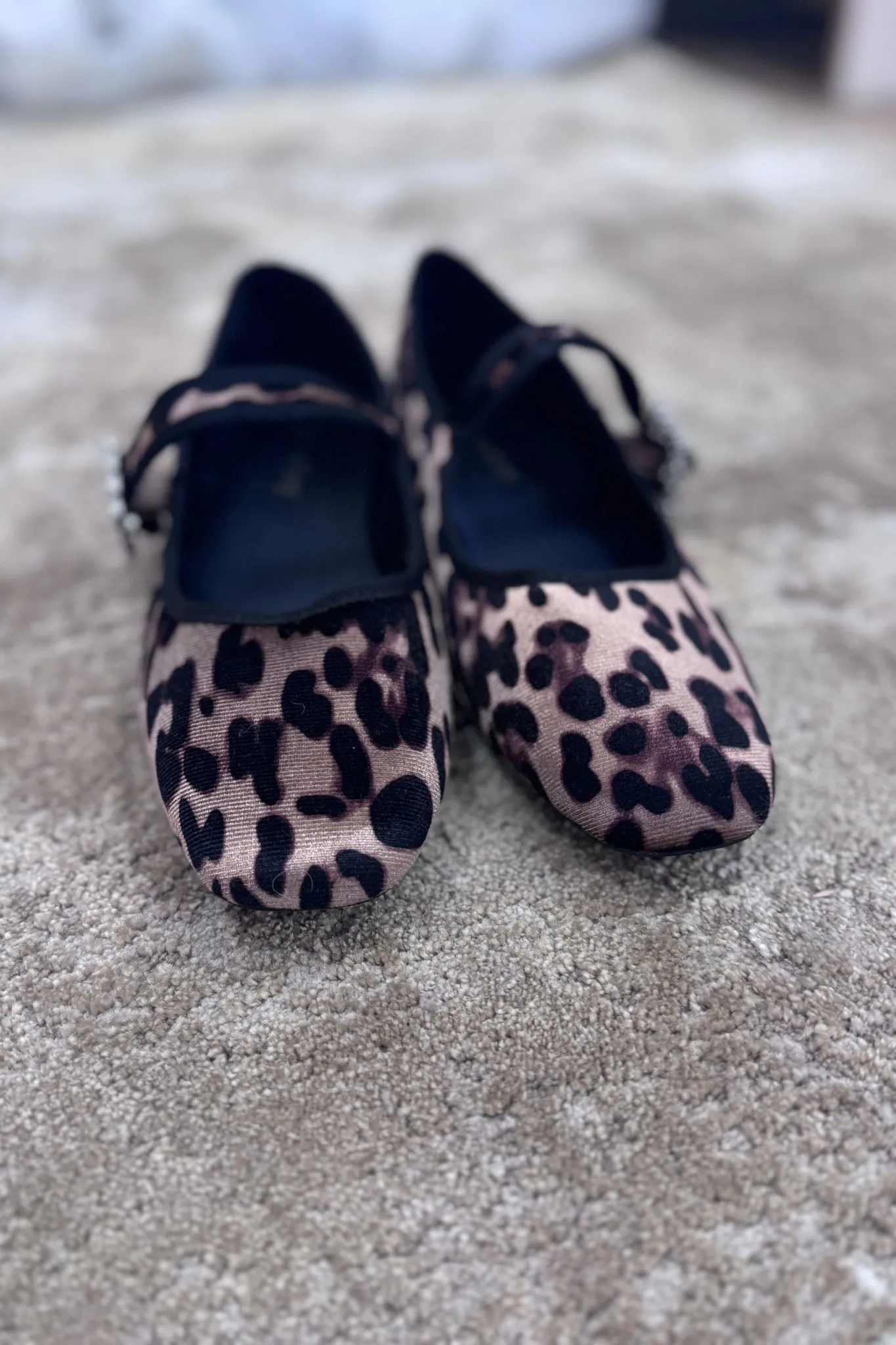 Faith Buckle Flats In Animal Print