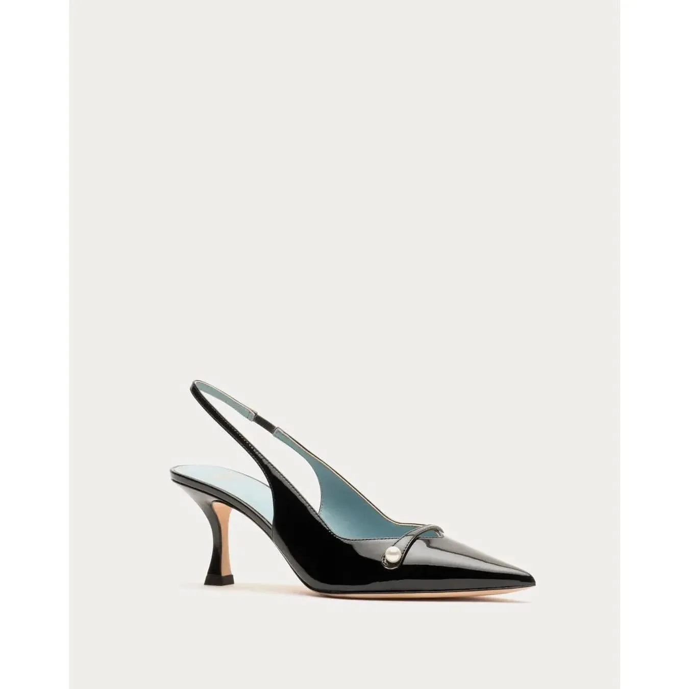 Frances Valentine Vivian Pearl Pump Soft Patent Leather Black