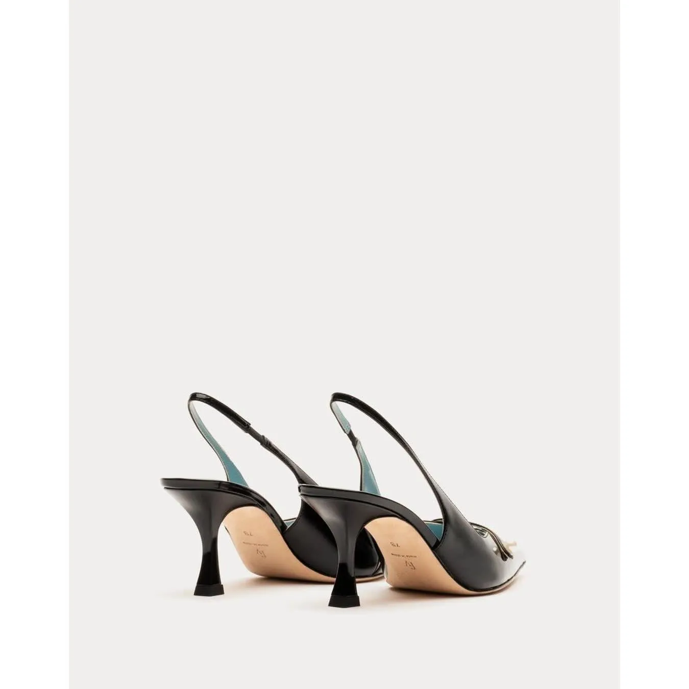 Frances Valentine Vivian Pearl Pump Soft Patent Leather Black
