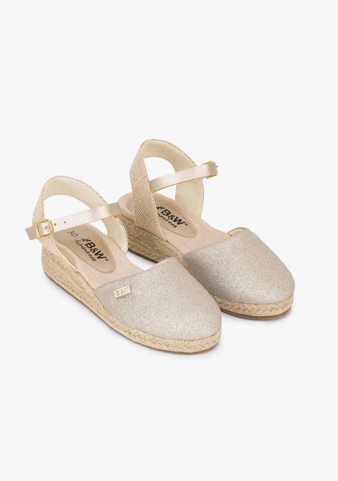 Girl's Glitter Platinum Wedge Sandals