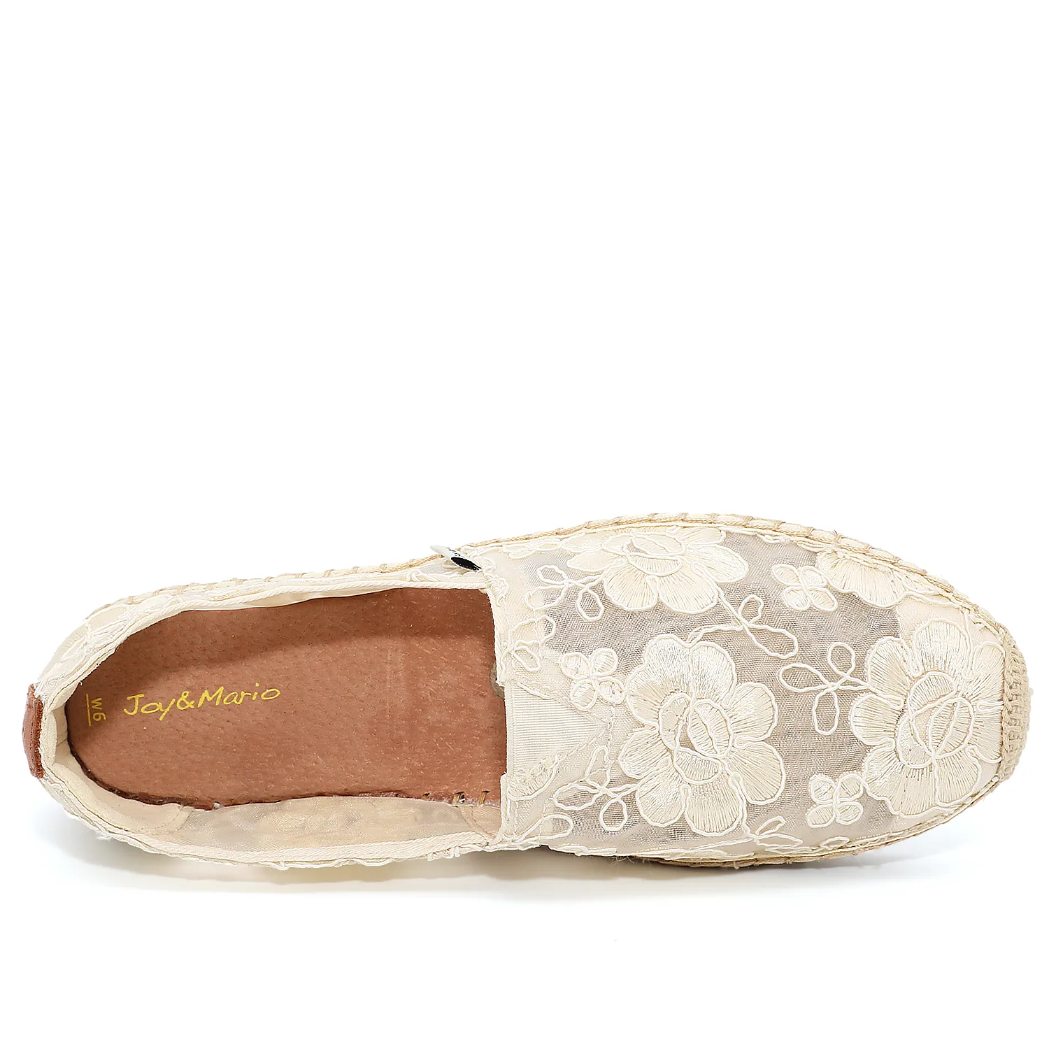 Handmade Women’s Slip-On Espadrille Mesh Loafers Flats in Beige-A01129W