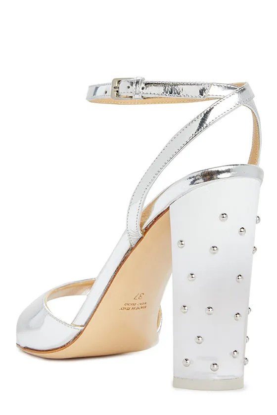 Harper Leather Studded Lucite Heel