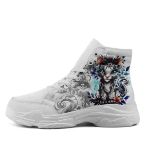 Holiday Gifts,Personalized High-Top Sneakers, Custom Lion and Dragon Design Shoes, Glow at Night Shoes