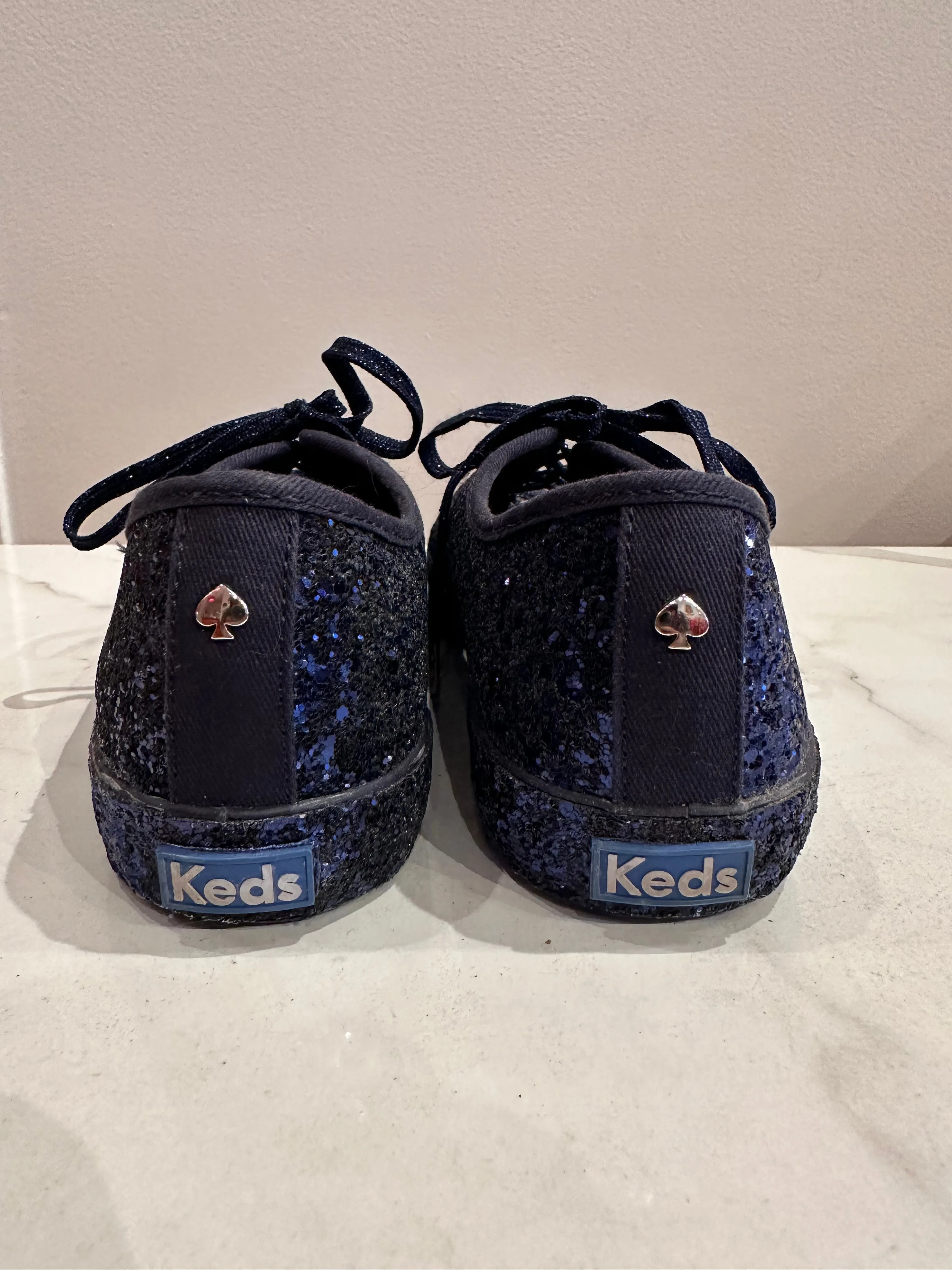Keds and Kate Spade Blue Glitter Sneakers