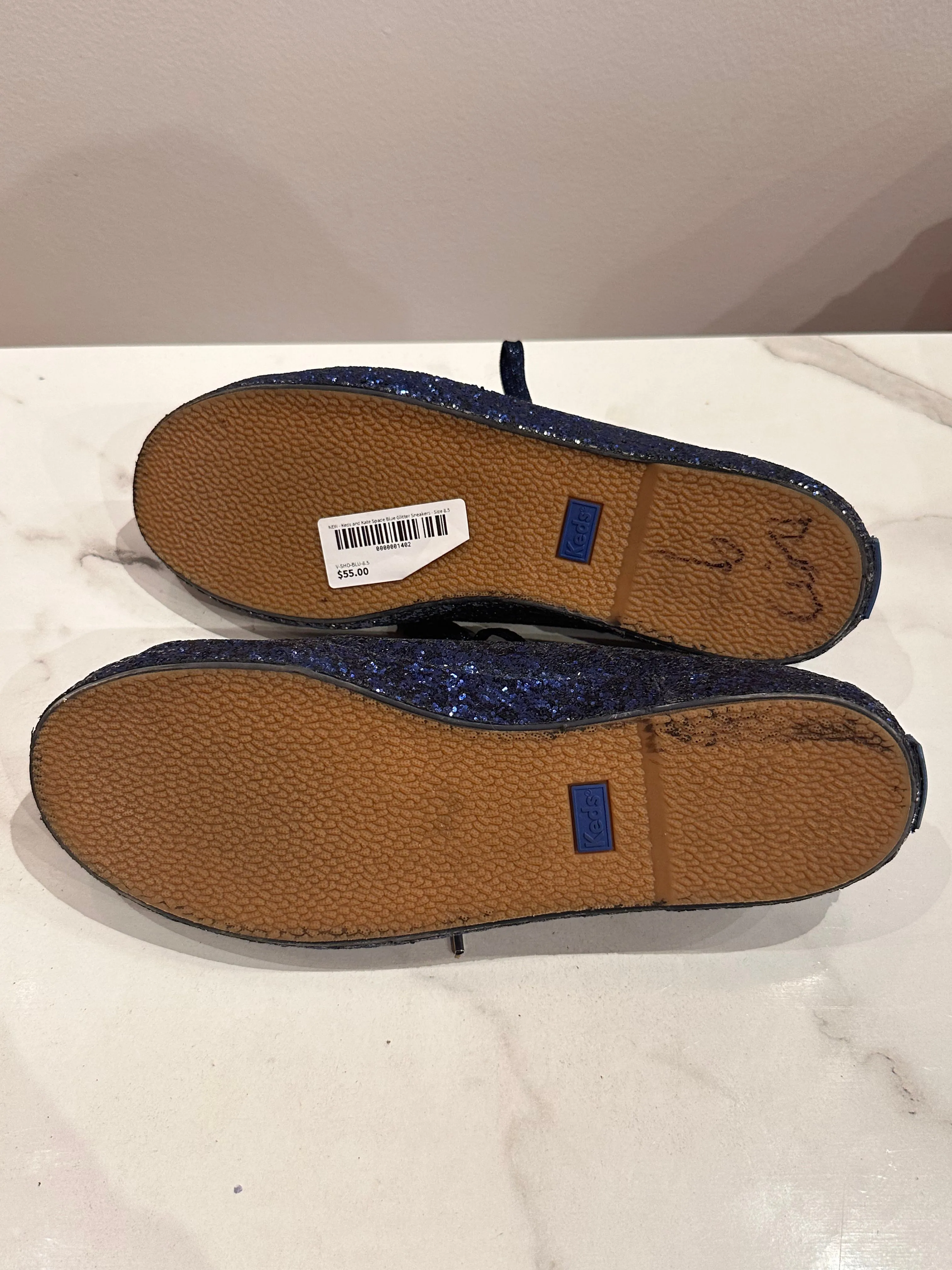 Keds and Kate Spade Blue Glitter Sneakers