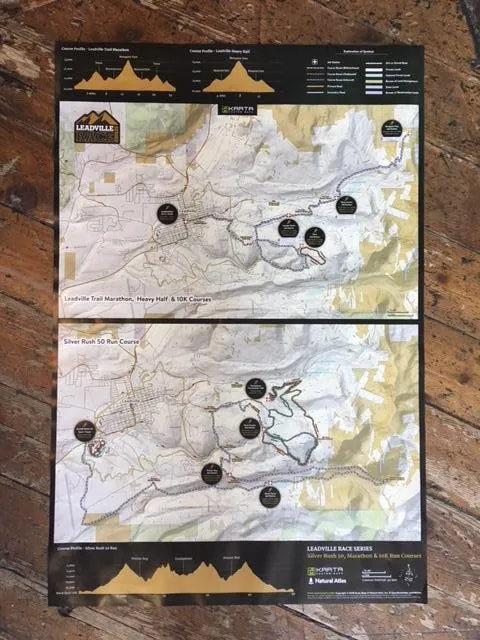 Leadville Trail RUN Map - 100; 50; Marathon; Half; 10K - Folded