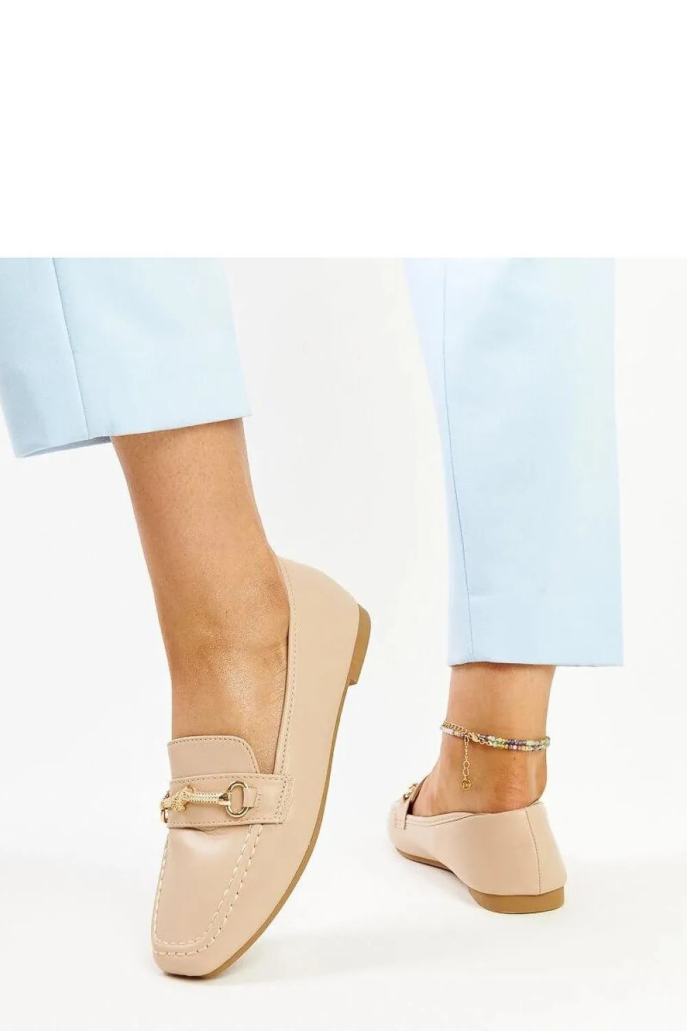 Light beige decorative moccasins