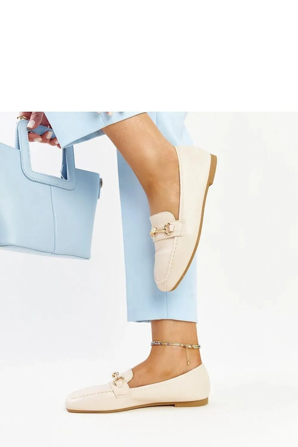 Light beige decorative moccasins