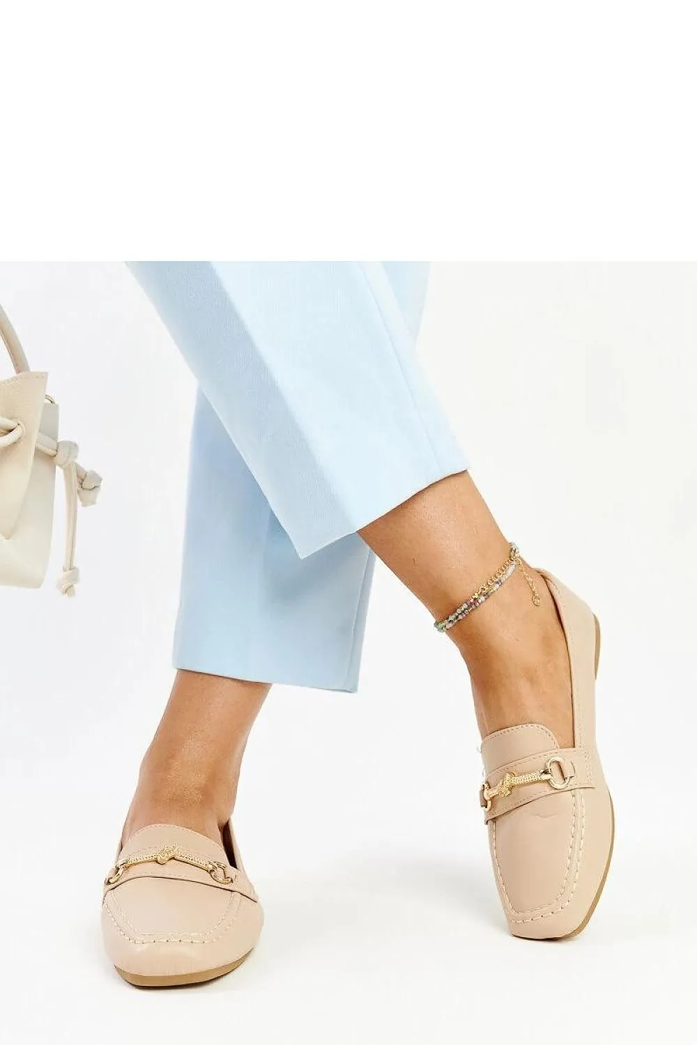 Light beige decorative moccasins