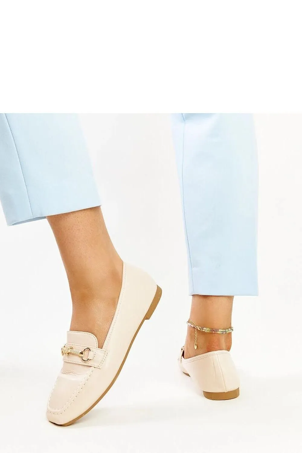 Light beige decorative moccasins